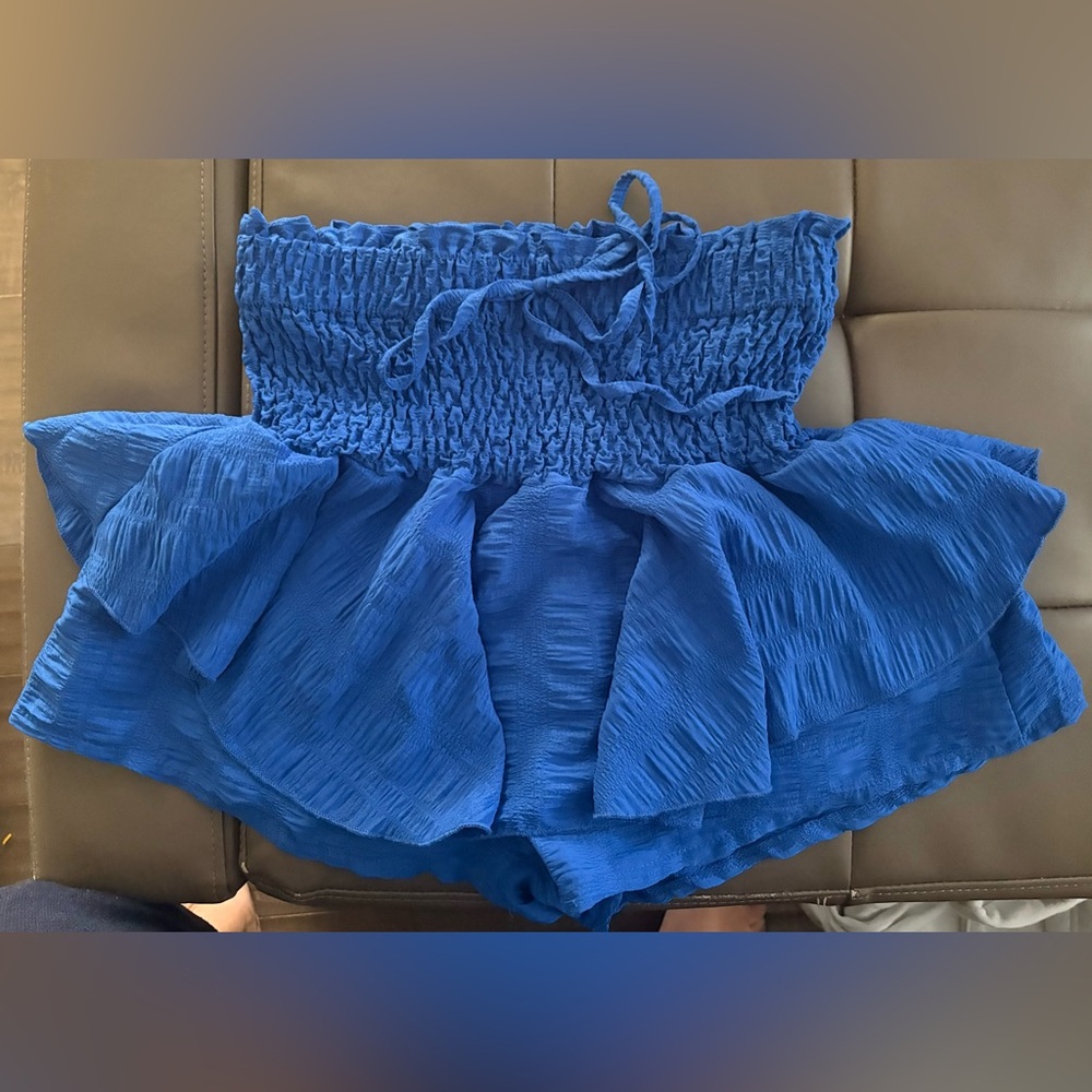 Blue Women's Ruffled Shorts